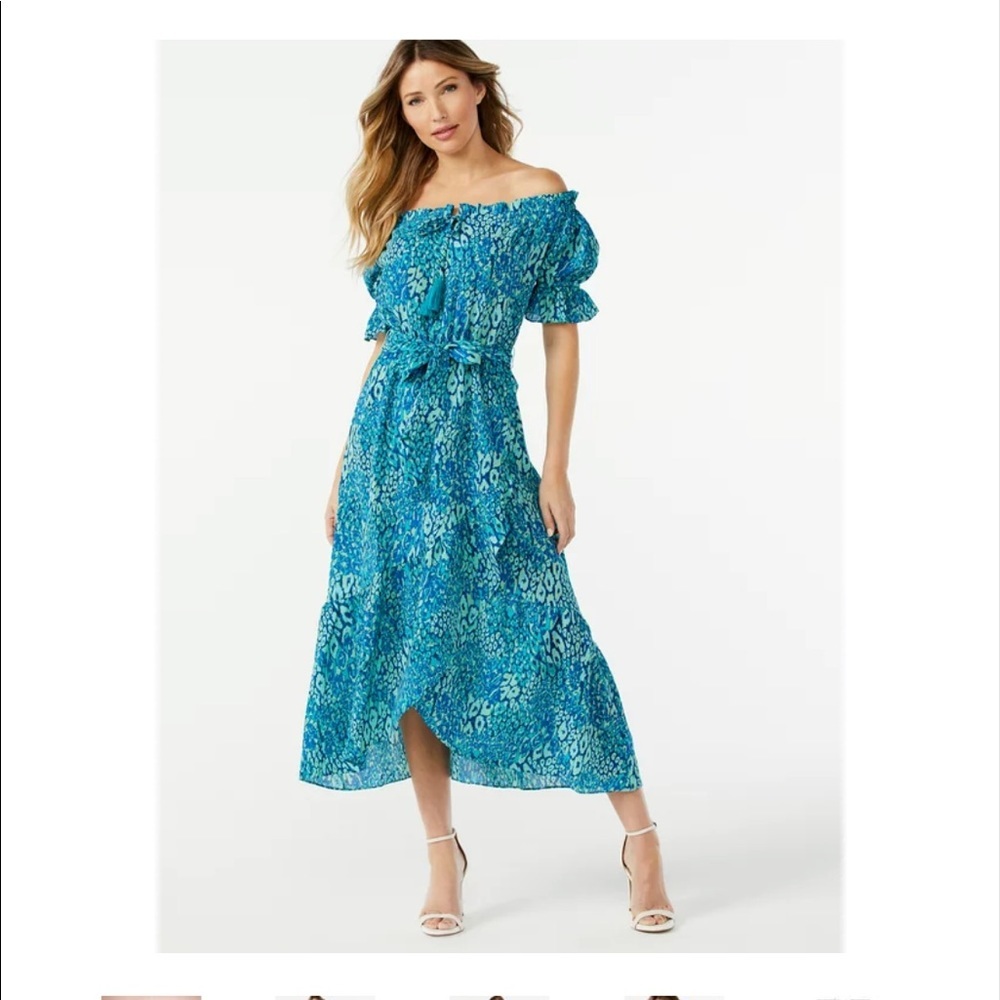 Sofia Vergara Faux Wrap MIDI Dress w/ Convertible Neckline Extra Small NWT